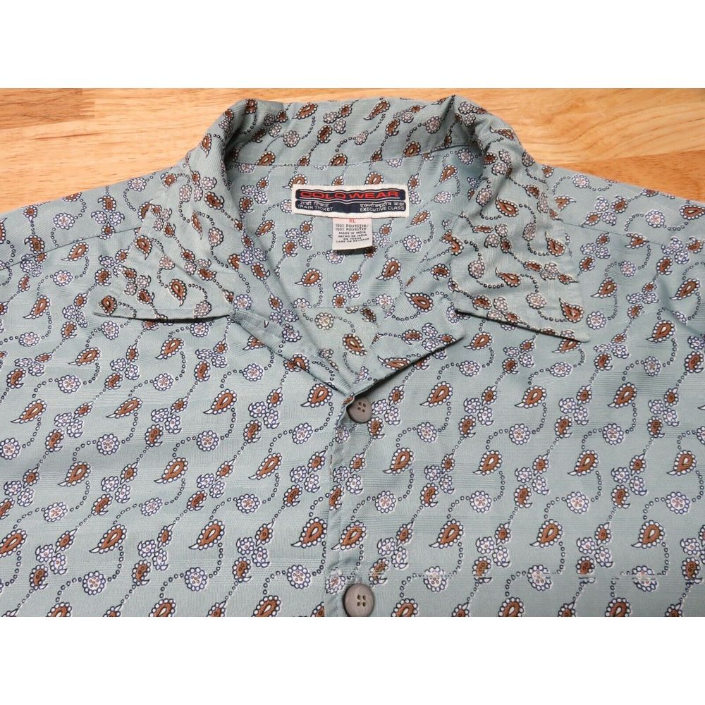 Mens Colowear Train Ticket Short Sleeve Button Front Paisley Shirt Size XL India - Picture 7 of 12